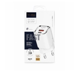 Slika proizvoda: KUĆNI PUNJAČ +CLASS A2317C 30W PD USB-C I USB QC3.0+KABEL USB-C NA LIGHT. BIJELI
