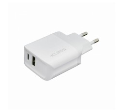 Slika proizvoda: KUĆNI PUNJAČ +CLASS DUAL USB-C PD + USB QC 3.0 BRZI 25W 220V BIJELI BULK