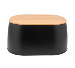 Slika proizvoda: Altom Design crna metalna kutija za kruh s bambusovim poklopcem 0204018489