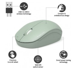 Slika proizvoda: Port miš OFFICE WL USB-A/C, bežični, zelen